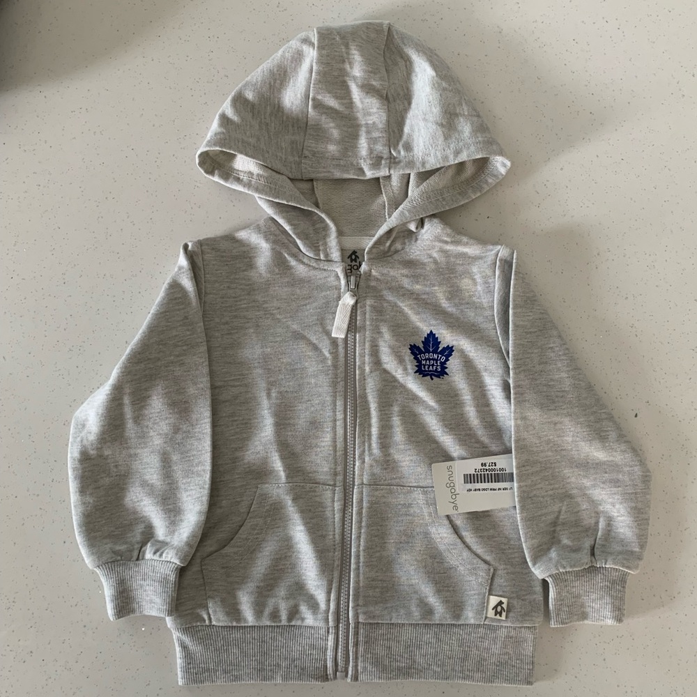 NWT Maple Leafs Heather Gray Full Zip Infant Hoodie 18-24